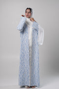 Dima — Blue Printed Chantilly Abaya