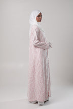 Leen — Pink Printed Chantilly Abaya