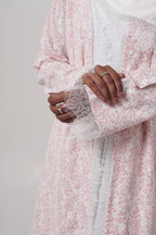 Leen — Pink Printed Chantilly Abaya