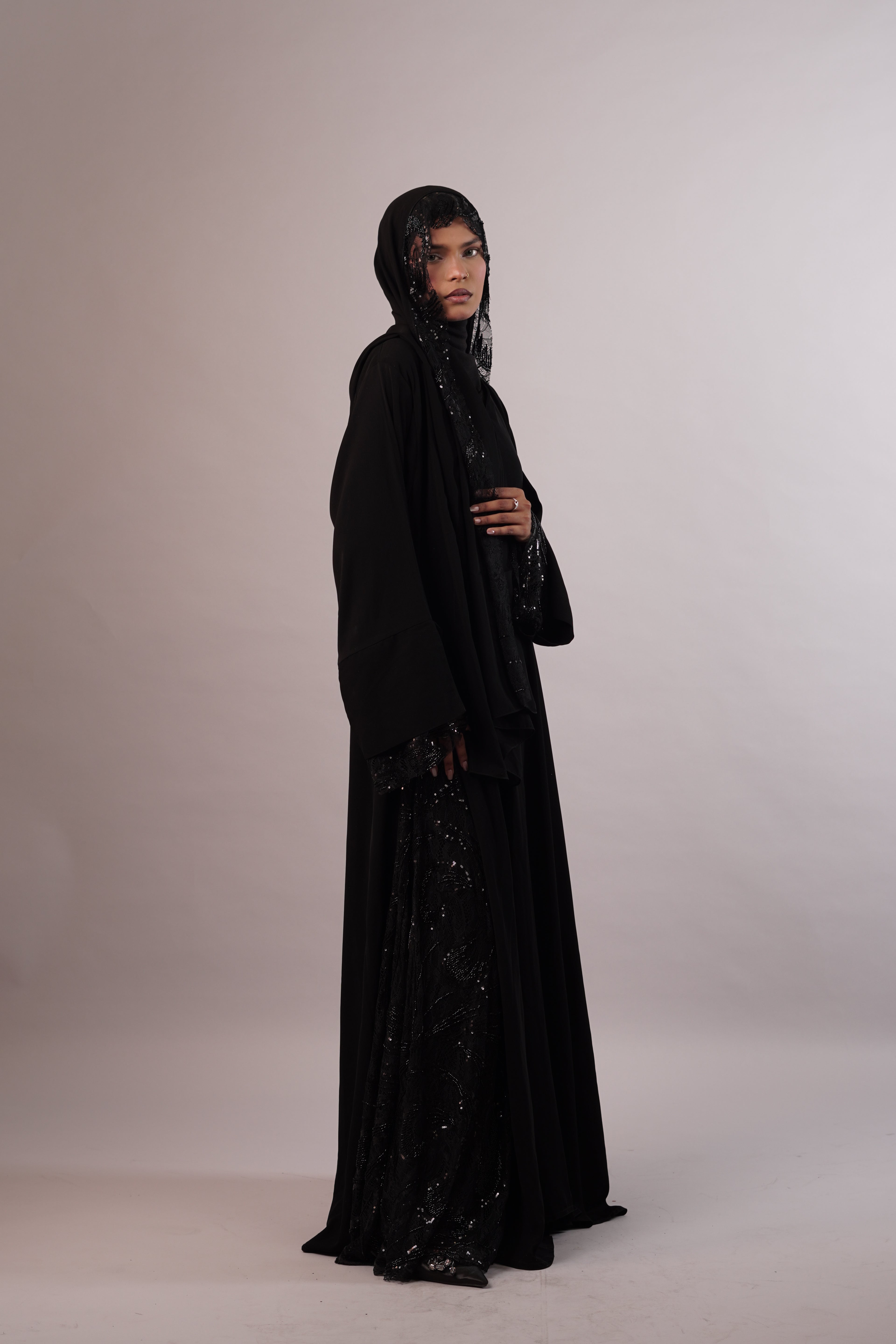 Layl — Black Lace Occasion Abaya