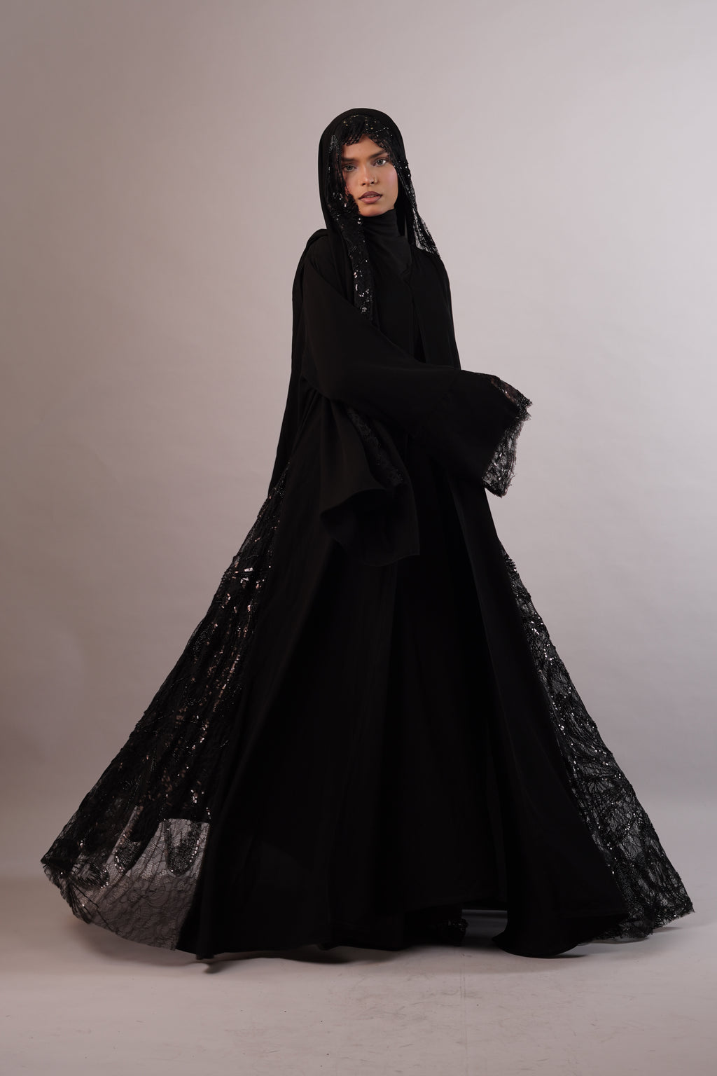 Layl — Black Lace Occasion Abaya
