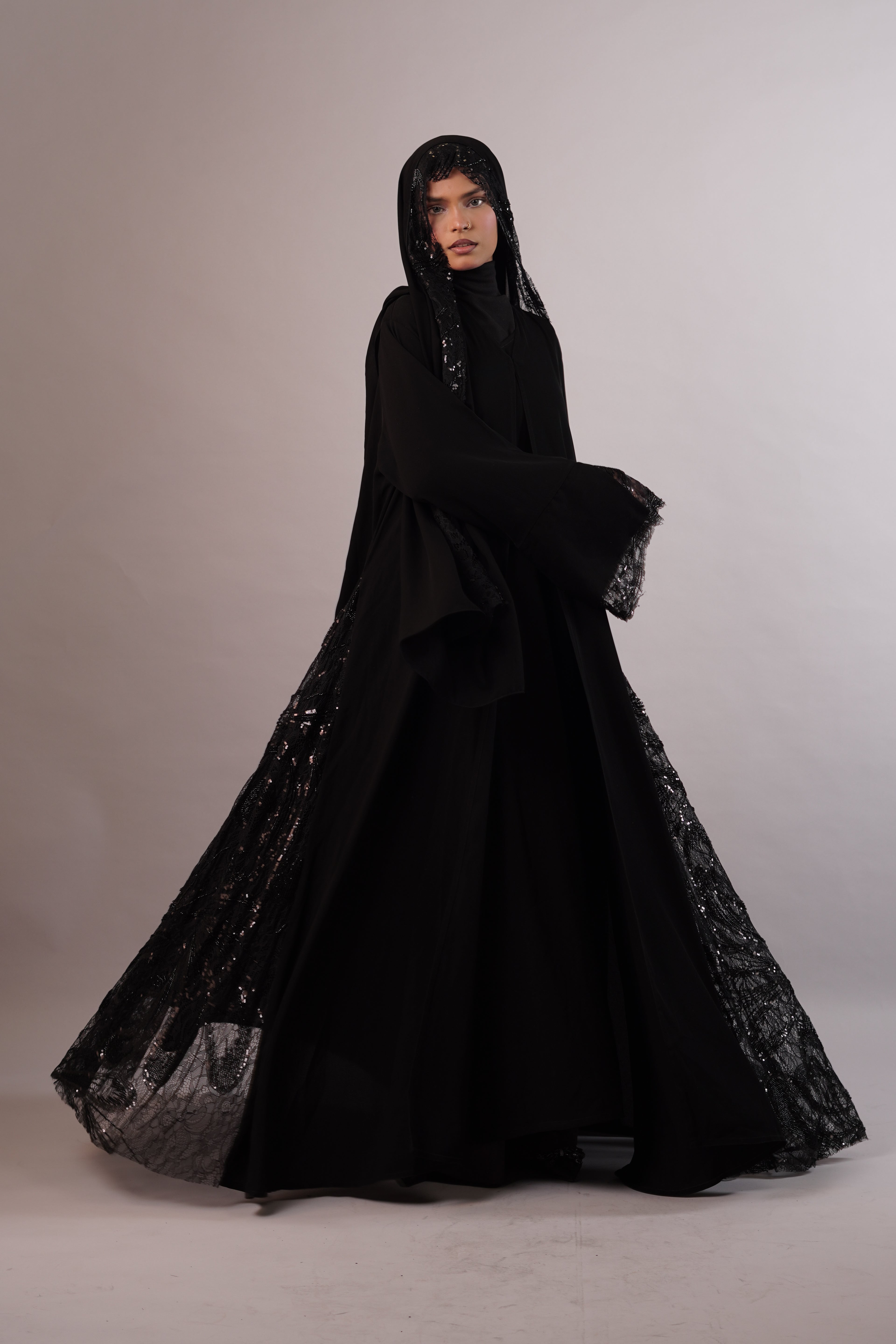 Layl — Black Lace Occasion Abaya