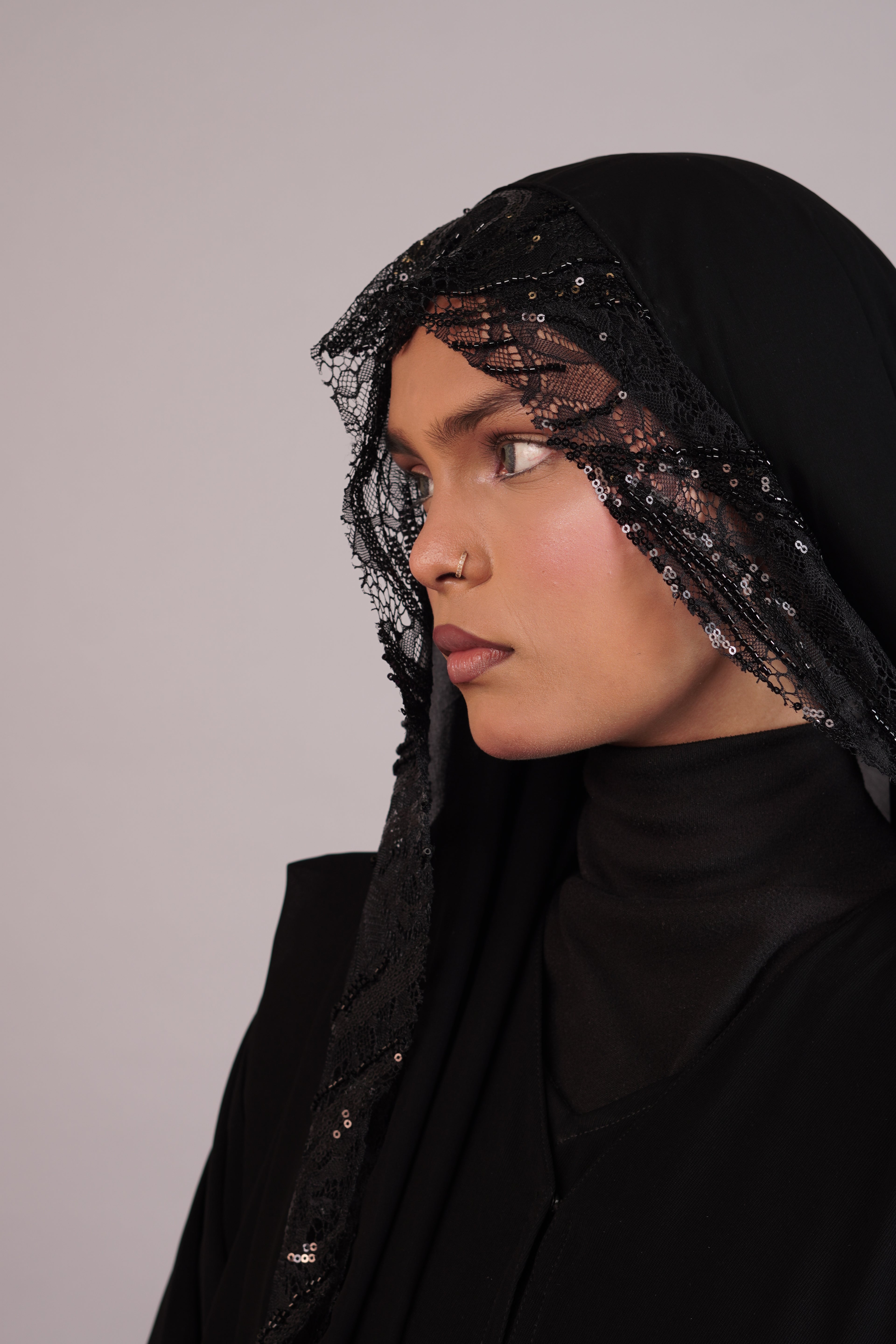 Layl — Black Lace Occasion Abaya
