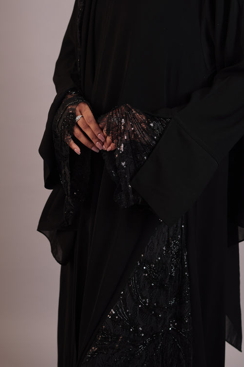 Layl — Black Lace Occasion Abaya