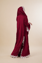 Daanah — Burgundy Satin Lace Abaya