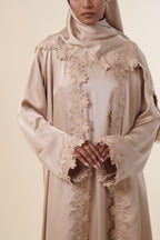 Ramlah — Beige Satin Lace Abaya