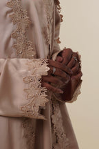 Ramlah — Beige Satin Lace Abaya