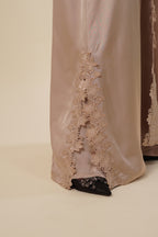 Ramlah — Beige Satin Lace Abaya