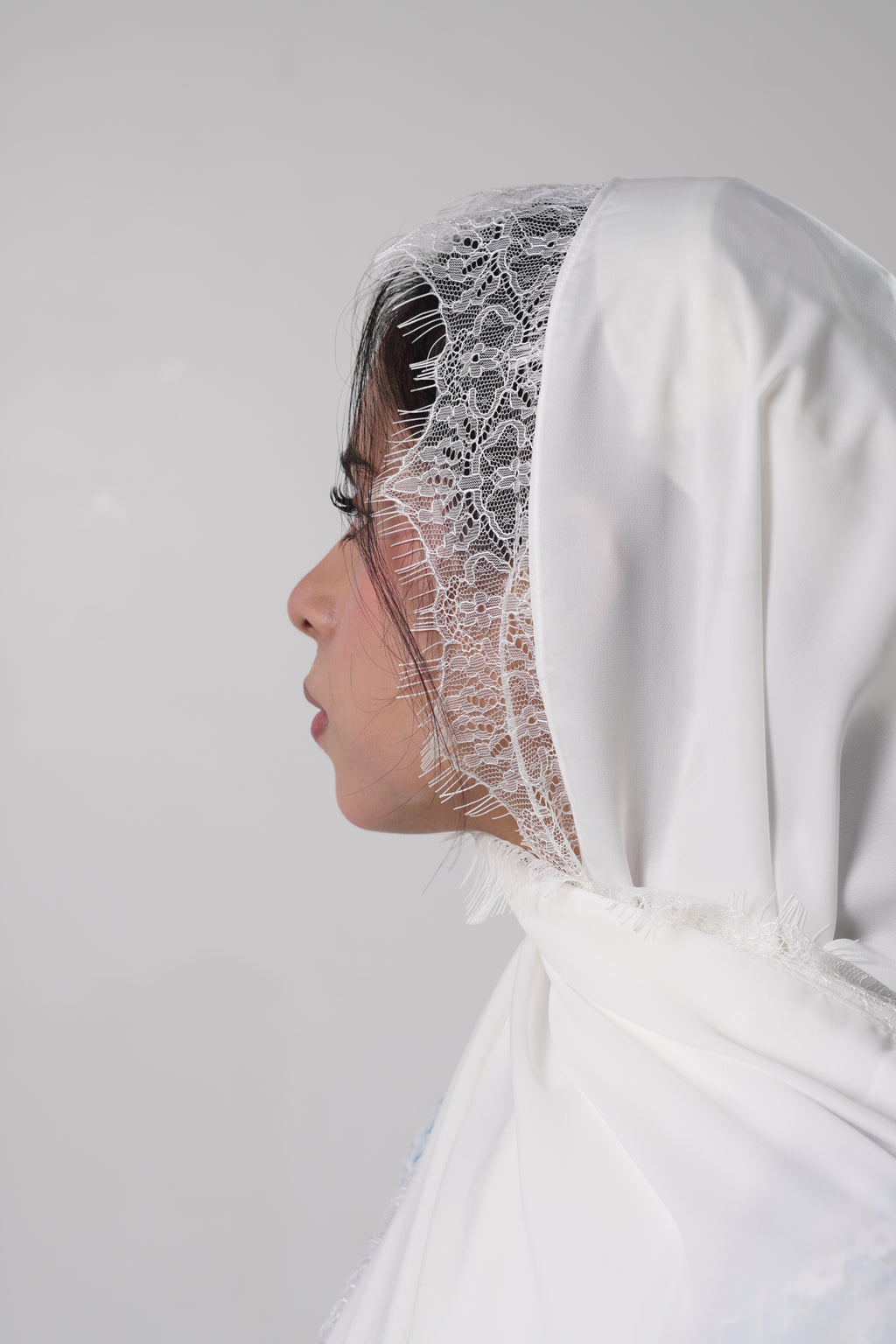 Dima — Blue Printed Chantilly Abaya
