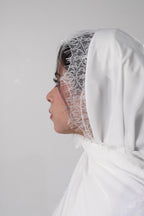 Dima — Blue Printed Chantilly Abaya